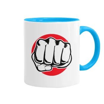 Γροθιά (punch), Κούπα χρωματιστή γαλάζια, κεραμική, 330ml