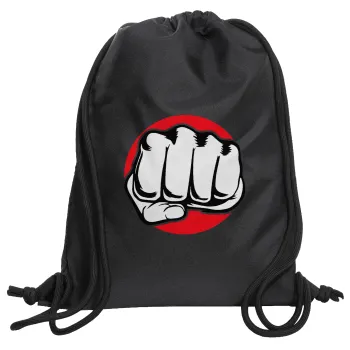 Punch, Backpack pouch GYMBAG Black, with pocket (40x48cm) & thick cords