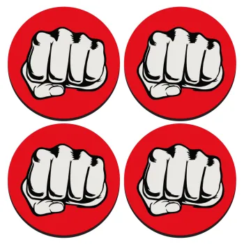 Punch, SET of 4 round wooden coasters (9cm)