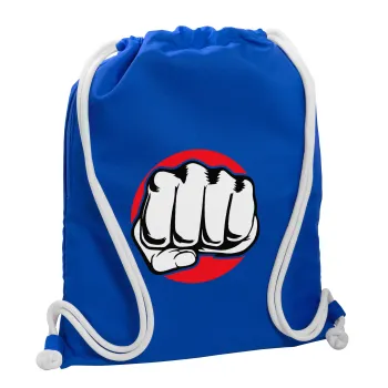 Punch, Backpack pouch GYMBAG Blue, with pocket (40x48cm) & thick cords