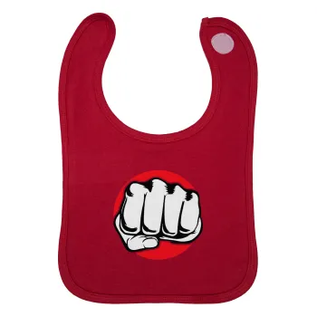 Γροθιά (punch), Σαλιάρα με Σκρατς Κόκκινη 100% Organic Cotton (0-18 months)