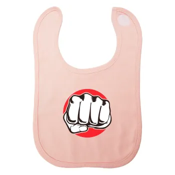 Γροθιά (punch), Σαλιάρα με Σκρατς ΡΟΖ 100% Organic Cotton (0-18 months)