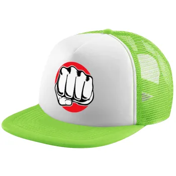 Punch, Child's Soft Trucker Hat with Green/White Mesh (POLYESTER, CHILDREN'S, ONE SIZE)