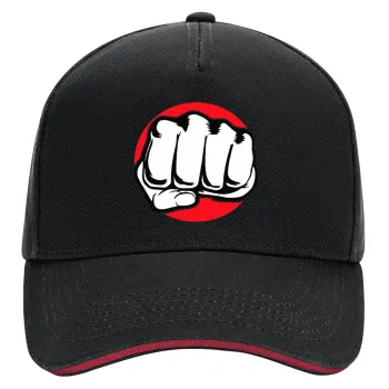 Punch, DRILL Adult Ultimate Hat BLACK/RED, (100% COTTON, ADULT, UNISEX, ONE SIZE)