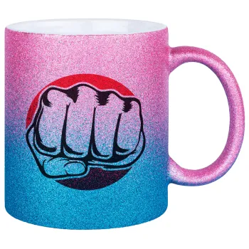 Punch, Κούπα Χρυσή/Μπλε Glitter, κεραμική, 330ml