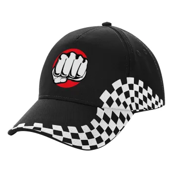 Γροθιά (punch), Καπέλο Ενηλίκων Ultimate ΜΑΥΡΟ RACING, (100% ΒΑΜΒΑΚΕΡΟ DRILL, ΕΝΗΛΙΚΩΝ, UNISEX, ONE SIZE)