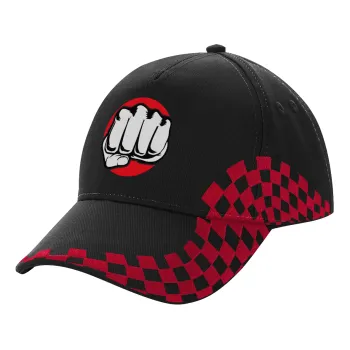 Punch, Adult Cap RACING Ultimate Black/Red, (100% COTTON DRILL, ADULT, UNISEX, ONE SIZE)