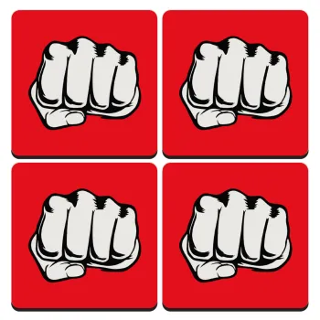 Punch, ΣΕΤ 4 Σουβέρ ξύλινα τετράγωνα (9cm)