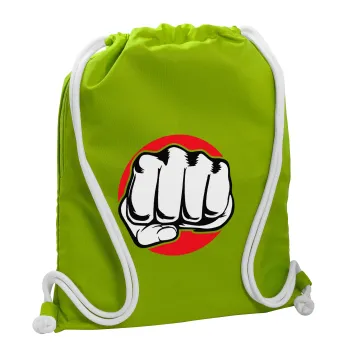 Punch, Backpack bag GYMBAG LIME GREEN, with pocket (40x48cm) & thick cords