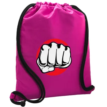 Punch, Backpack pouch GYMBAG Fuchsia, with pocket (40x48cm) & thick cords