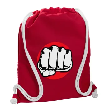 Punch, Backpack pouch GYMBAG Red, with pocket (40x48cm) & thick cords