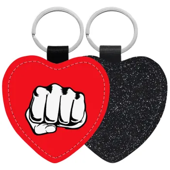 Γροθιά (punch), Μπρελόκ PU δερμάτινο glitter καρδιά ΜΑΥΡΟ