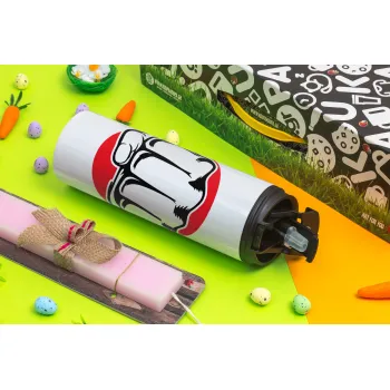 Punch, Easter candle,Travel Tumbler 2 Lids, with metal straw & cleaning brush & aromatic flat candle (30cm) (PINK)