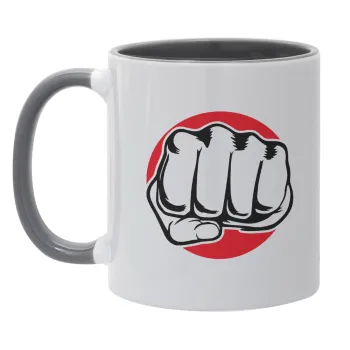 Γροθιά (punch), Κούπα χρωματιστή γκρι, κεραμική, 330ml