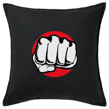 Γροθιά (punch), Μαξιλάρι καναπέ Μαύρο 100% βαμβάκι, περιέχεται το γέμισμα (50x50cm)