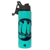 Metallic water bottle with safety lid, 850ml aluminum