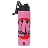 Metallic water bottle with safety lid, 850ml aluminum