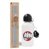 Easter Set, metallic aluminum water bottle (500ml) & aromatic flat Easter candle (30cm) (GRAY)