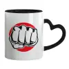 Mug heart black handle, ceramic, 330ml