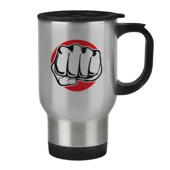Γροθιά (punch), Κούπα ταξιδιού ανοξείδωτη με καπάκι, διπλού τοιχώματος (θερμό) 450ml