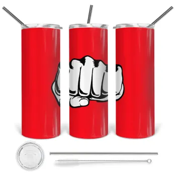 Γροθιά (punch), Tumbler ποτήρι θερμό από ανοξείδωτο ατσάλι 600ml, με μεταλλικό καλαμάκι & βούρτσα καθαρισμού