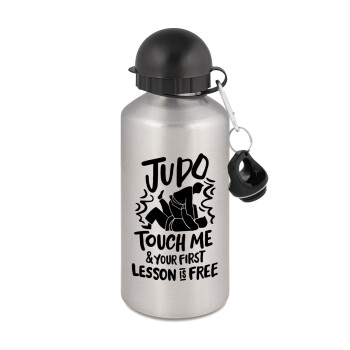 Judo Touch Me And Your First Lesson Is Free, Metallic water jug, Silver, aluminum 500ml