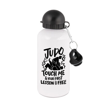Judo Touch Me And Your First Lesson Is Free, Μεταλλικό παγούρι νερού, Λευκό, αλουμινίου 500ml