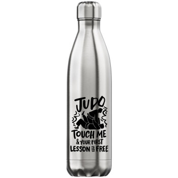 Judo Touch Me And Your First Lesson Is Free, Μεταλλικό παγούρι θερμός Inox (Stainless steel), διπλού τοιχώματος, 750ml