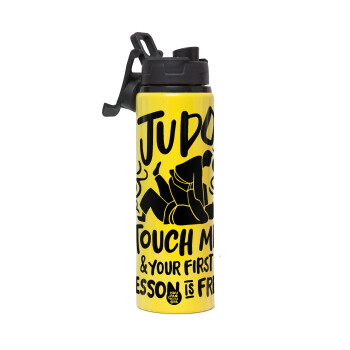 Judo Touch Me And Your First Lesson Is Free, Metallic water bottle with safety lid, 850ml aluminum