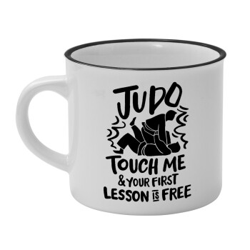 Judo Touch Me And Your First Lesson Is Free, Κούπα κεραμική vintage Λευκή/Μαύρη 230ml