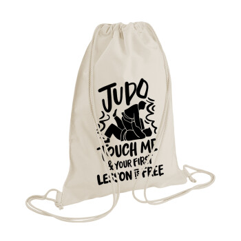 Judo Touch Me And Your First Lesson Is Free, Τσάντα πλάτης πουγκί GYMBAG natural (28x40cm)