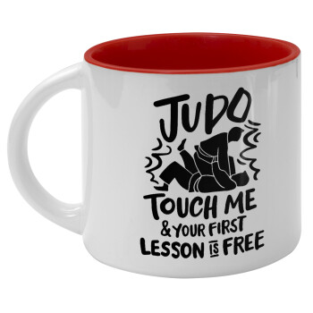 Judo Touch Me And Your First Lesson Is Free, Κούπα κεραμική 400ml Λευκή/Κόκκινη