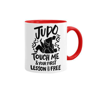 Judo Touch Me And Your First Lesson Is Free, Mug colored red, ceramic, 330ml