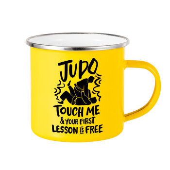 Judo Touch Me And Your First Lesson Is Free, Κούπα Μεταλλική εμαγιέ Κίτρινη 360ml
