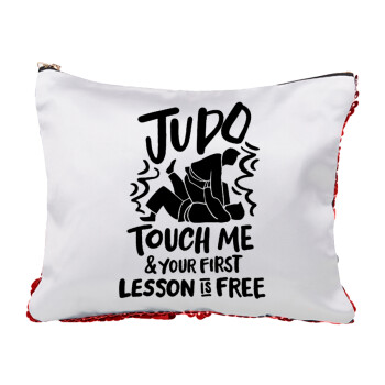 Judo Touch Me And Your First Lesson Is Free, Τσαντάκι νεσεσέρ με πούλιες (Sequin) Κόκκινο