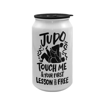 Judo Touch Me And Your First Lesson Is Free, Κούπα ταξιδιού μεταλλική με καπάκι (tin-can) 500ml