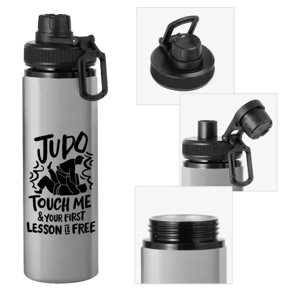 Judo Touch Me And Your First Lesson Is Free — Μεταλλικό παγούρι νερού με καπάκι ασφαλείας, αλουμινίου 850ml