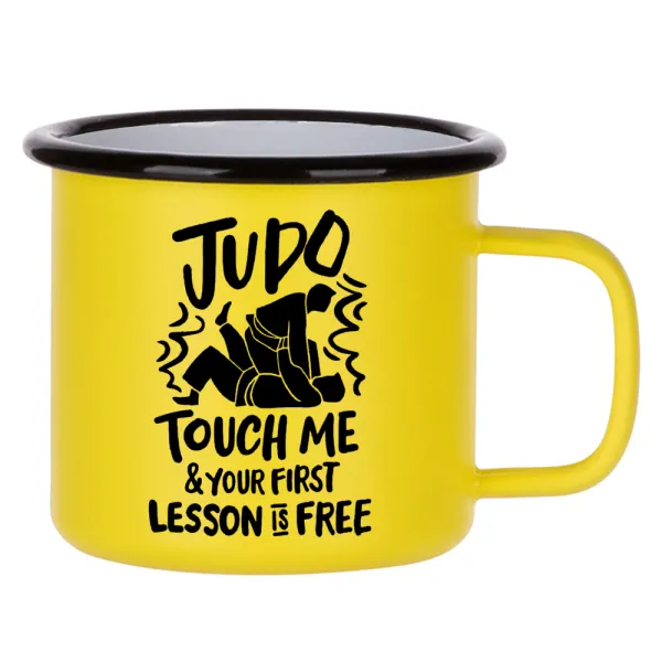 Judo Touch Me And Your First Lesson Is Free — Κούπα Μεταλλική εμαγιέ ΜΑΤ Κίτρινη 360ml
