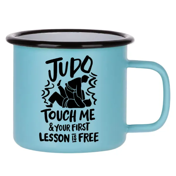 Judo Touch Me And Your First Lesson Is Free — Κούπα Μεταλλική εμαγιέ ΜΑΤ σιέλ 360ml