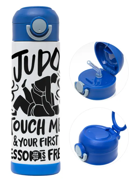 Judo Touch Me And Your First Lesson Is Free — Παιδικό παγούρι θερμό, ανοξείδωτο, με καλαμάκι ασφαλείας, ΜΠΛΕ (500ml)