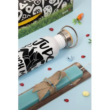 Judo Touch Me And Your First Lesson Is Free, Πασχαλινή Λαμπάδα με παγούρι μεταλλικό (620ml, stainless steel) & κερί αρωματικό πλακέ (30cm) (ΤΙΡΚΟΥΑΖ)