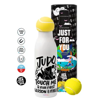 Judo Touch Me And Your First Lesson Is Free, Μπάλα τένις μεταλλικό παγούρι θερμός, διπλού τοιχώματος, 550ml