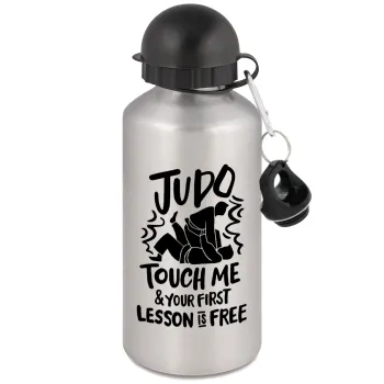 Judo Touch Me And Your First Lesson Is Free, Metallic water jug, Silver, aluminum 500ml