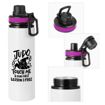 Judo Touch Me And Your First Lesson Is Free, Μεταλλικό παγούρι νερού με καπάκι ασφαλείας, αλουμινίου 850ml