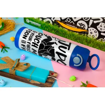 Judo Touch Me And Your First Lesson Is Free, Easter candle, Childrens hot water bottle, stainless steel, with safety straw, BLUE (500ml)