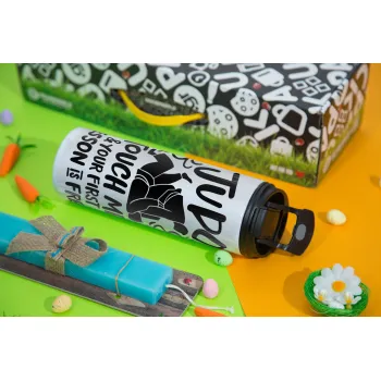 Judo Touch Me And Your First Lesson Is Free, Πασχαλινή Λαμπάδα με Travel Tumbler θερμό με διπλό καπάκι (600ml, BPA free) & κερί αρωματικό πλακέ (30cm) (ΤΙΡΚΟΥΑΖ)