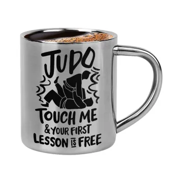 Judo Touch Me And Your First Lesson Is Free, Double-wall metal cup for espresso (220ml)