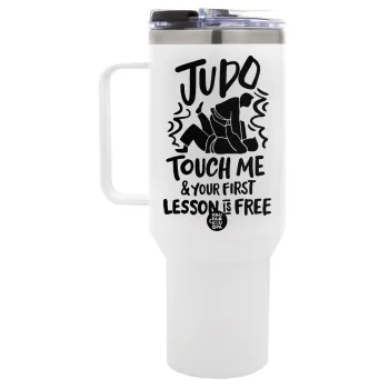 Judo Touch Me And Your First Lesson Is Free, Mega Tumbler με καπάκι, διπλού τοιχώματος (θερμό) 1,2L