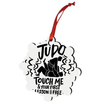 Judo Touch Me And Your First Lesson Is Free, Christmas ornament snowflake wooden 7.5cm