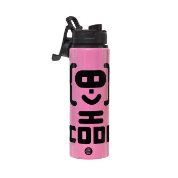 Code Heroes symbol, Metallic water bottle with safety lid, 850ml aluminum